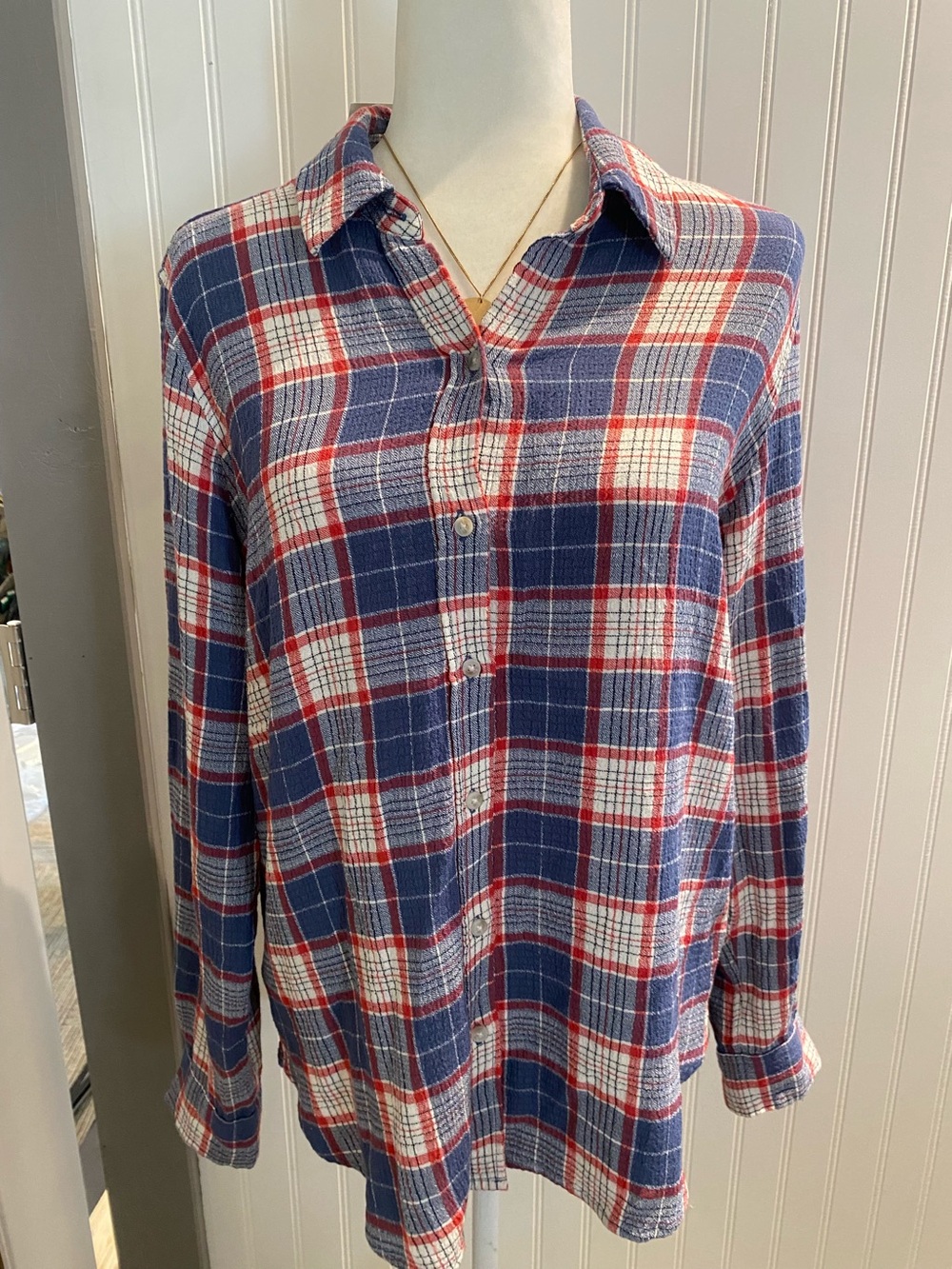 Plaid Button-Up Shirt
